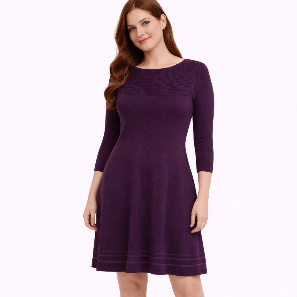 NWT Women's JH Plum Purple Knit Sweater Dress Size L